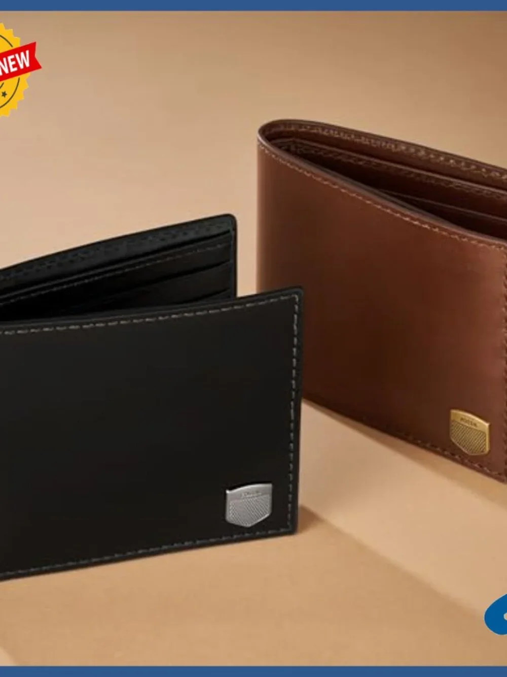 Genuine Leather Bifold Wallet with ID Window and Card Slots